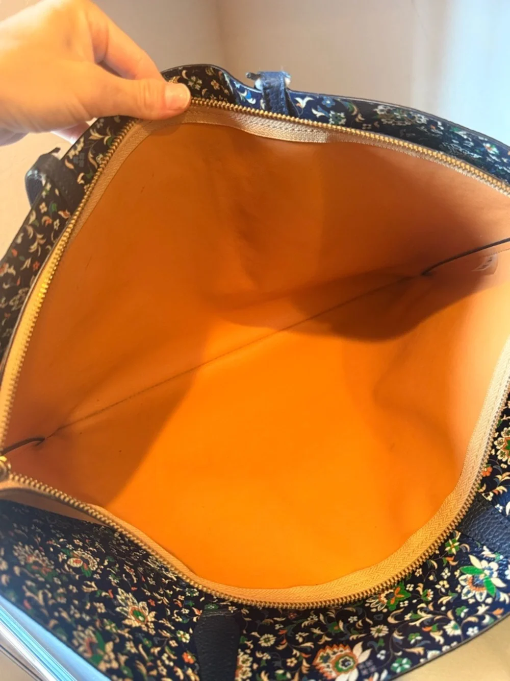 Tory Burch Navy Pebbled Leather Tote